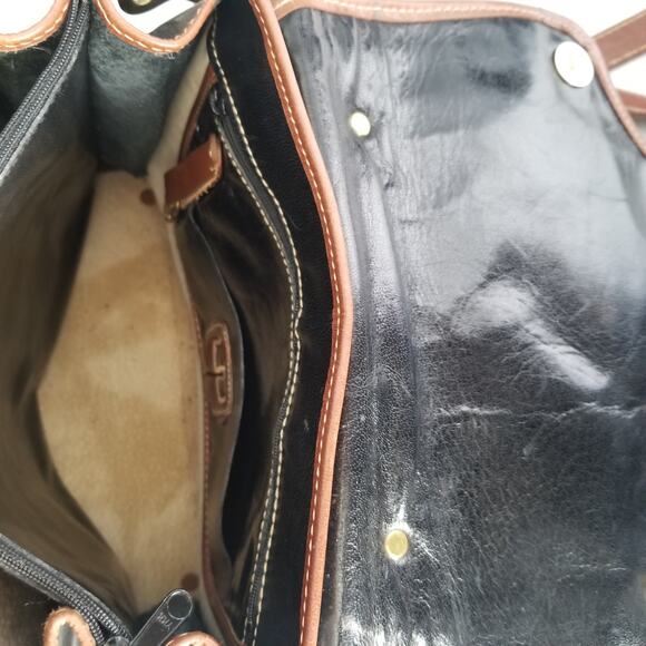 Brahmin Black Brown Leather Crocodile Embossed Top Handle Satchel Bag - Vintage - Picture 8 of 16